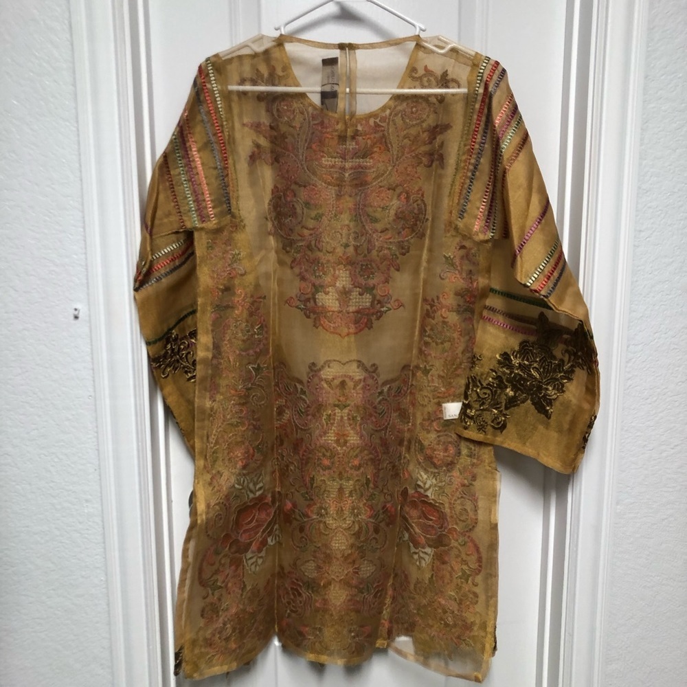 Sana Safinaz Embroidered Gold Net Kurti Medium - NWT - Picture 2 of 9